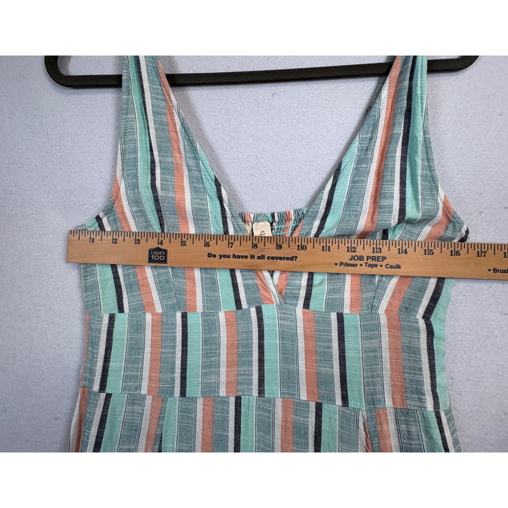 Roxy Womens Striped Maxi Dress Mint Green Coral V-Neck Smocked Back Size Large - Picture 11 of 14